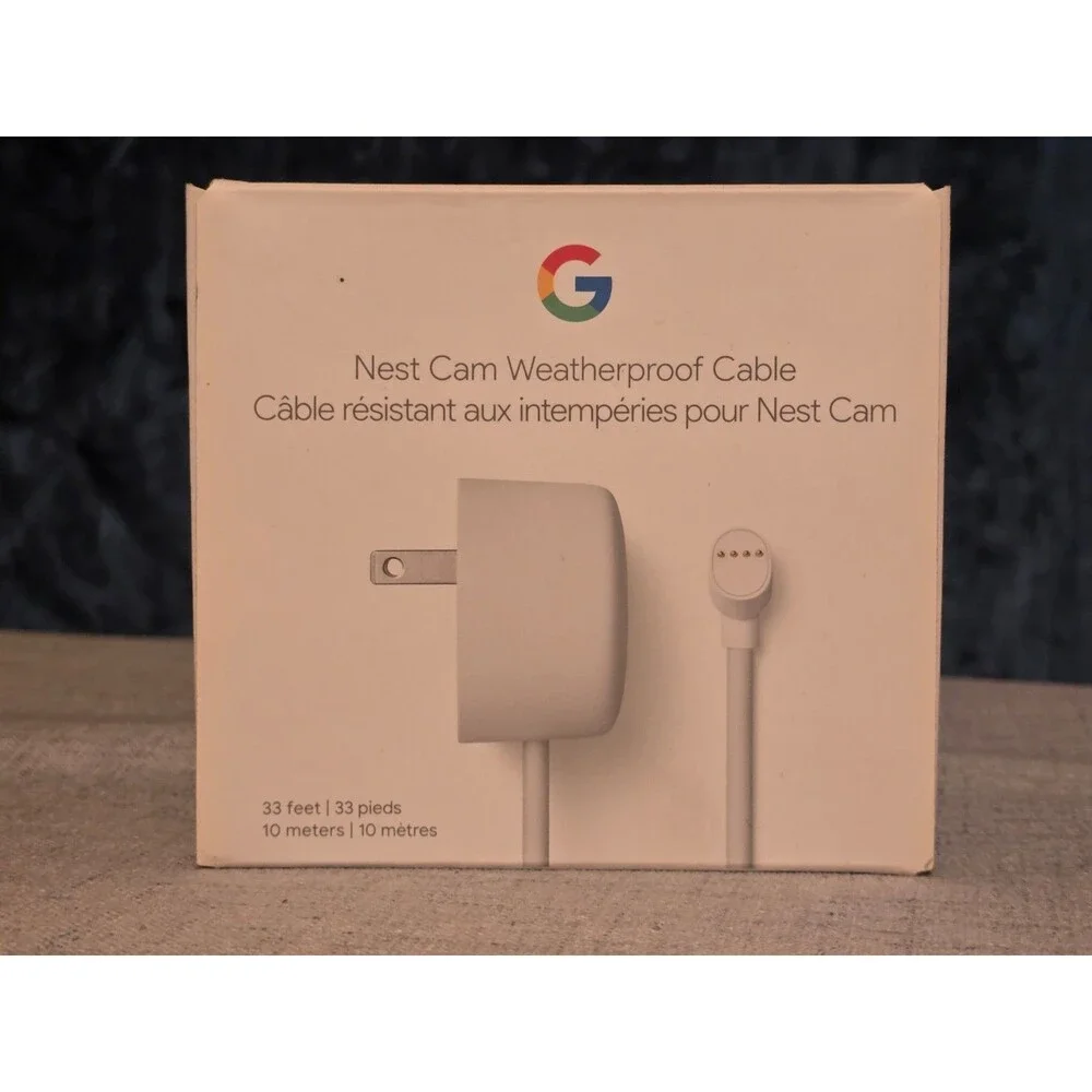 NIB Google 33 ft Weatherproof Cable for Nest Cam - White (GA02278-US) Not Used
